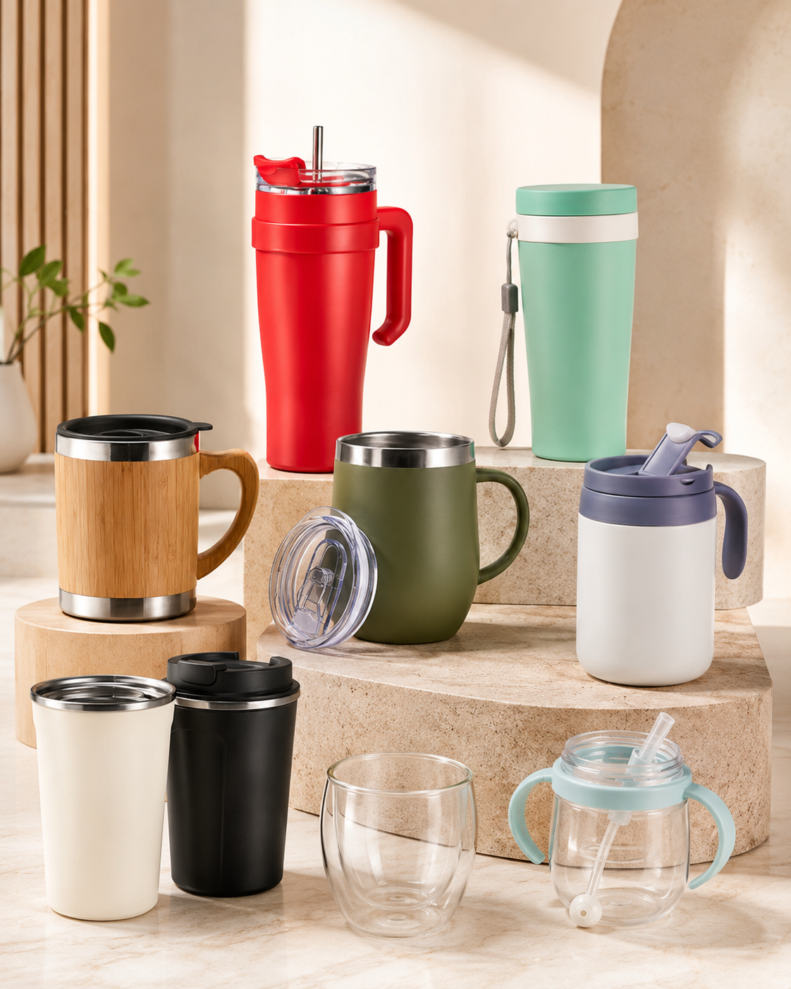 Copos e canecas personalizados em diferentes modelos e cores