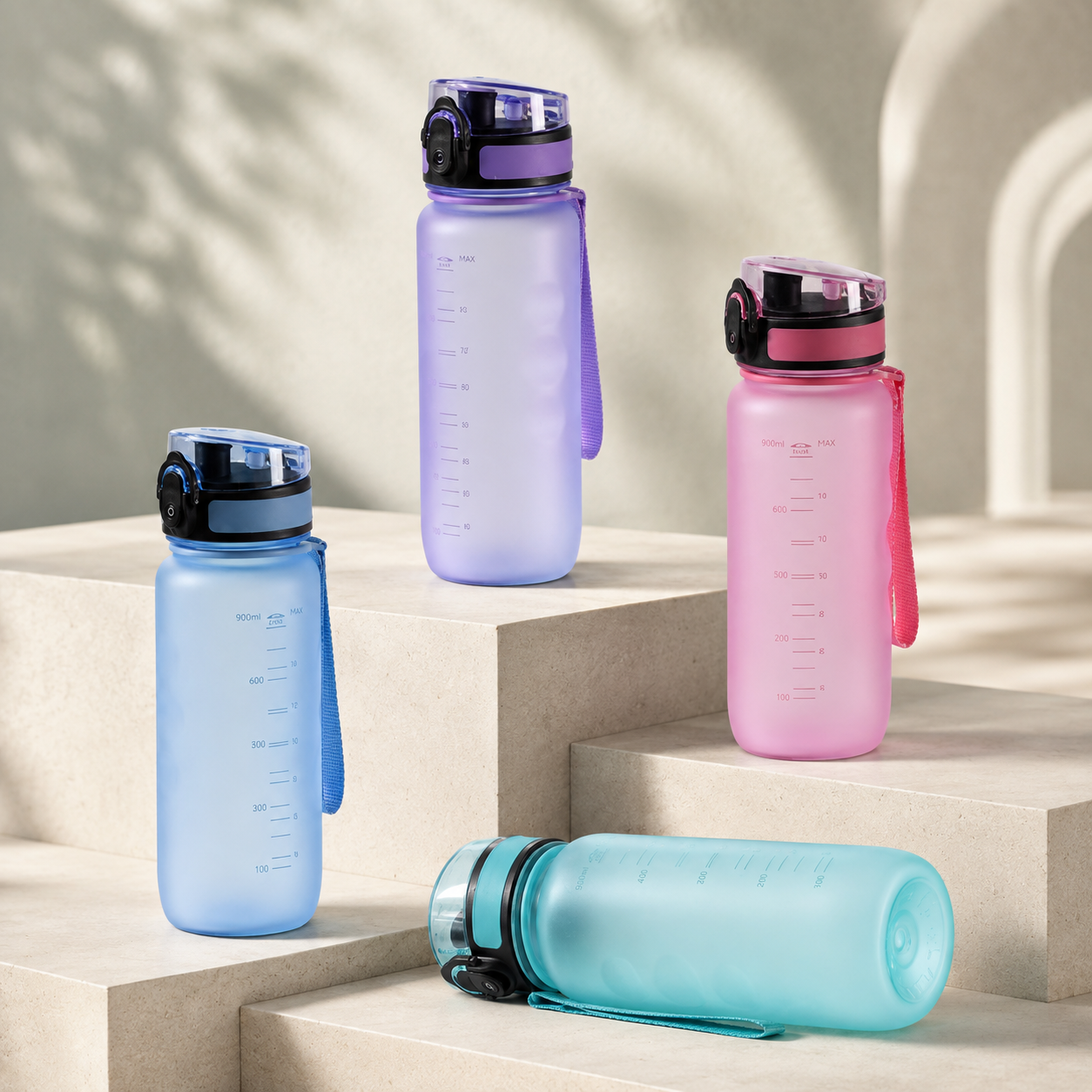 Garrafas e squeezes personalizados em diferentes cores